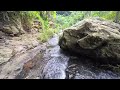 flowing gently and clear river on large rocks sleeping companion, relaxation, asmr