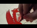 ASMR Colored Pencils - House Targaryen banner (scarlet color) part 3