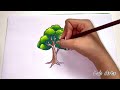 วาดภาพต้นไม้ด้วยสีไม้  How to draw Tree