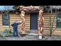 UNBELIEVABLE!!! Custom Log Home Entryway Sculpture Otters Salmon Kingfisher Water and Stones! 1 of 4