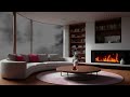 Snowstorm with Relaxing Fireplace | Cozy Living Room | 3hours | ASMR Sound🍀 | Warm ambiance