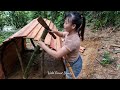 Build a wooden survival shelter, construction skills - wild forest beauty