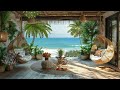4K Outdoor Seaside Cafe Ambience with Relaxing Ocean Waves Sounds and Birds Singing
