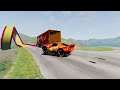 TRANSPORTING PIXAR CARS & FRUITS WITH COLORED & JOHN DEERE vs CLAAS vs TRACTORS - BeamNG.drive