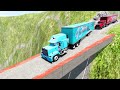 Mack Truck vs King Dinoco Truck vs Impossible Spiral Bridge Vs Deep Water - BeamNG.Drive