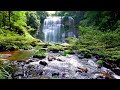 Waterfall flowing over rocks in forest 4k. Relaxing flowing water, White Noise for Sleep, Meditation