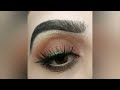 brown eye makeup with green glitter liner💚🤎#youtube #eyemakeup