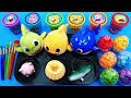 Satisfying DIY How to make Rainbow Lollipop Slime with Baby Shark Sponge Bob Eggs Cutting ASMR