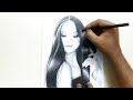 A girl with beautiful hair pencil sketch drawing / How to draw a girl / Akash Drawing