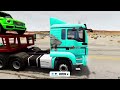 TRANSPORTING PIXAR CARS & FRUITS WITH COLORED & JOHN DEERE vs CLAAS vs TRACTORS - BeamNG.drive