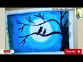 Moonlight Drawing🌕|OwL Moonnight Scenery||Oil Pastel Drawing For Beginners|Step by Step #moonlight