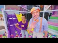 Blippi and Meekah Swing at Candyland Indoor Playground! Color Videos for Kids