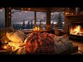 Relaxing Night Jazz Piano for Deep Sleep ❄ Soft Jazz Music & Fireplace Sounds in Cozy Winter Bedroom