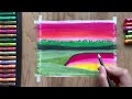 How to draw spring landscape scenery with oil pastel/for beginners step by step