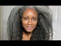 How To Blow Dry For Length Retention | 4c Gray Natural Hair 👩🏾‍🦳 #longhair #greyhair #naturalhair