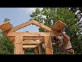 This is Dangerous! Roof Framing and Sheet Metal Roofing my Off Grid Outdoor Kitchen Alone
