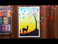 Sunset drawing easy | Oil pastel drawing | senary | easy pastel drawing