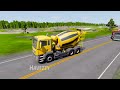 Speed Bumps VS Truck (Crane Truck, Dump Truck, Mixer Truck, Towing Truck, Water Truck) BeamNg Drive