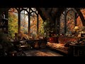 Rainy Autumn Day in Cozy Nook Ambience with Falling Leaves and Fall Rain on Window Ambience