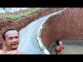 Build Swimming Pool Water Slide Around Secret Underground House