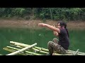Build a Shelter River Survival (Start to Finish), Relaxing Fishing, Catch and Cook