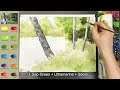 Without Sketch Landscape Watercolor - Trees and Lake (2X speed, color name view) NAMIL ART
