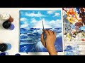 Sea With The Sound Of Waves | Acrylic painting for beginners step by step | Paint9 Art