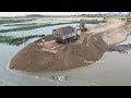 Amazing Mighty!! Filling Bullozer SHANTUI Pushing Sand With Dump Truck Filling The Sand Operators