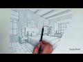 How to Draw A Bedroom in Two Point Perspective | Step By Step