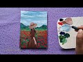 How to paint a Girl in nature |poppy flowers |Easy Acrylic painting Ideas For beginners |