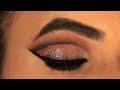 How to Create a Copper Cut Crease with Silver Glitter