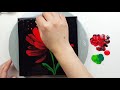 (402) One red flower  | Spoon painting | Fluid Acrylic Pouring for beginners | Designer Gemma77