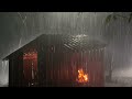 Sleep Hypnosis to Fall Asleep Fast _ Torrential Rain & Intense Thunder on Old Cabin Roof in Forest