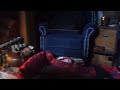 English Bulldog fast asleep by fire log burner stove in comfy dog bed british bulldog sleeping