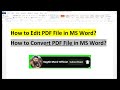 How to Edit PDF File in MS Word | Convert PDF to Word | Editing PDF