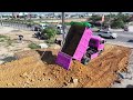 Full Video, 2 Project, Road construction, Bulldozer KOMATSU D31p, Dump Truck Unloading