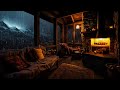 🌧️ Stormy Night - Fireplace Ambience 🔥 Rainstorms on windows for Sleep & Relaxation 💤