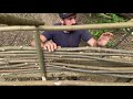 Building a Tree Hut | shelter on a tree stump