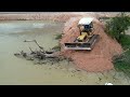 Incredible Mini Trucks & Komatsu Dozer Pushing Dirt In Water Filling Around The Land Boundary