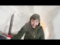 Surviving a Blizzard in a Giant Snow Cave Dugout! | Cozy Snow Storm Survival Shelter Solo Camping