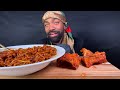 BLACK BEAN FIRE NOODLES & HOT SPICY CHICKEN MUKBANG EATING SOUNDS | KhalilEats