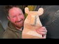 Carving a Lamp While Hot Tent Camping In Idaho Forest