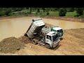 Ep4.Well Done!! Good Operator KOMATSU D30P Dozer Help 5Ton Truck Stuck While Unloading Stones