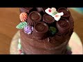 Chocolate cake decorated with chocolates : one egg cake with small fondant flowers | cake4three