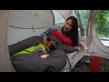 SOLO Camping in heavy rain with 360 degree transparent weird tent / Rain ASMR sound / cozy mood