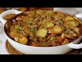 French onion beef casserole with garlic-butter potatoes
