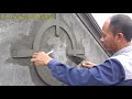 Amazing Construction Rendering Sand And Cement Creating Decorative Circles on Concrete Walls