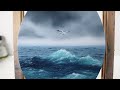 OCEAN OIL PAINTING TUTORIAL- Beginner / Intermediate // how to paint a realistic bird over the ocean
