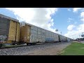 UP 5450 Solo Leads Northbound Autorack & Boxcar Train In Buda, Texas