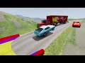 TRANSPORTING PIXAR CARS & FRUITS WITH COLORED & JOHN DEERE vs CLAAS vs TRACTORS - BeamNG.drive #983